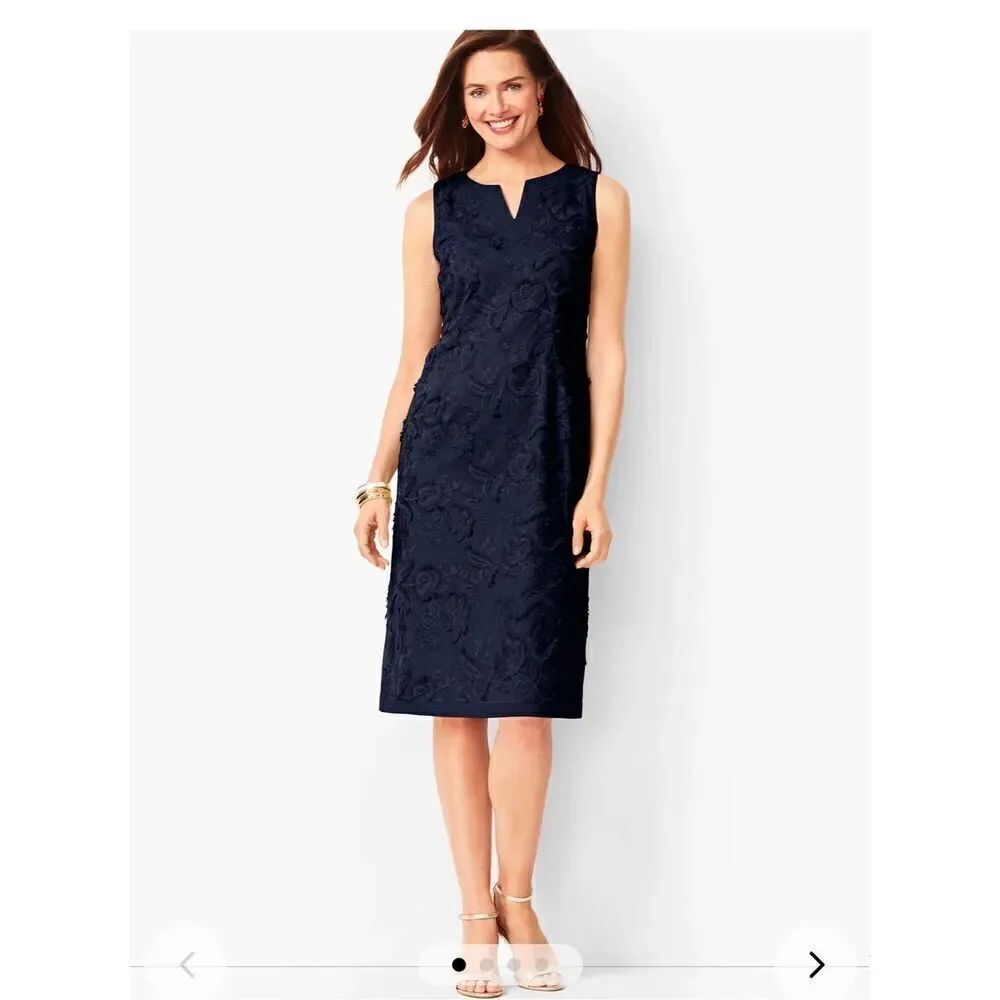 Talbots Embroidered clipped floral shift dress 12